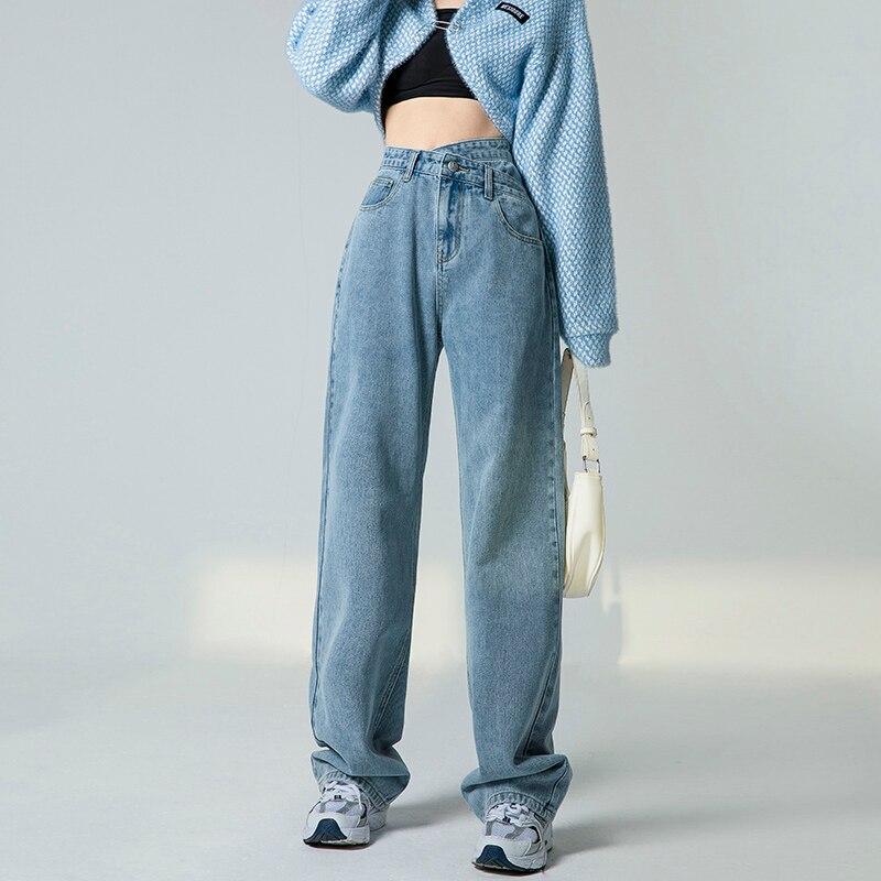 Винтажная весна 2022, женская мода с высокой талией, женские широкие джинсы, мешковатые женские джинсовые брюки-карго, джинсовые брюки для мамы
