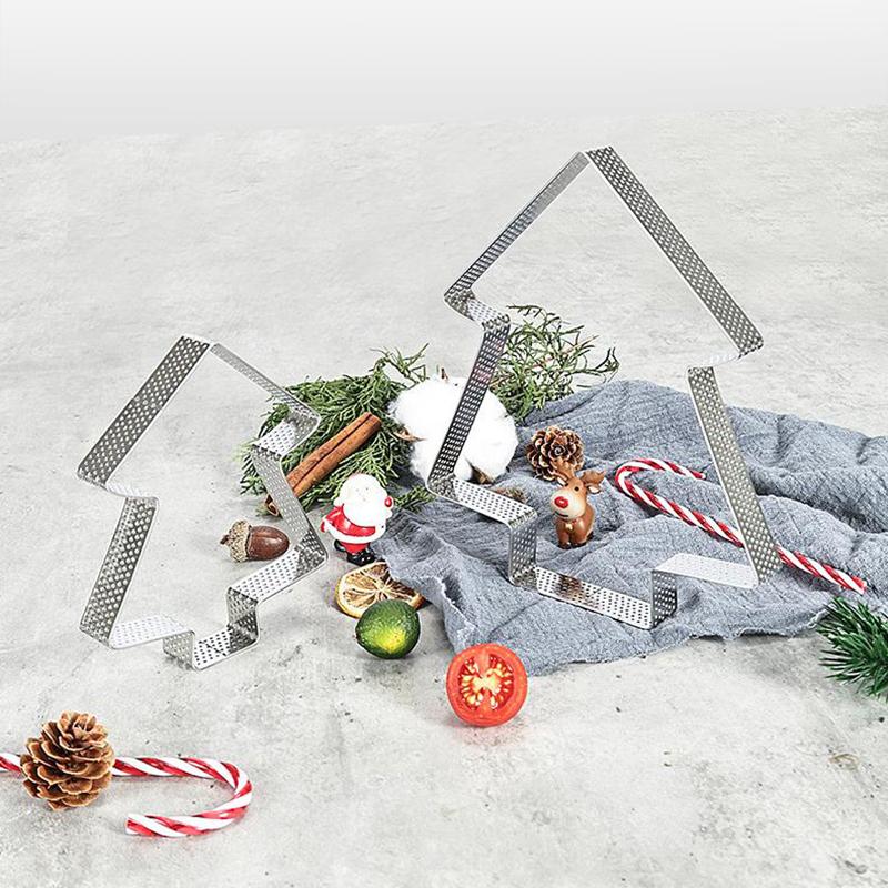 1 Pcs Christmas Tree Shape Stainless Perforated Seamless Tart Ring Quiche Ring Tart Pan Pie Tart Ring With Hole Tart Shell Ring