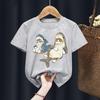 Детские футболки с милым принтом акулы и кота, детская одежда Kawaii, топы для мальчиков и девочек, подарок, модные топы с круглым вырезом