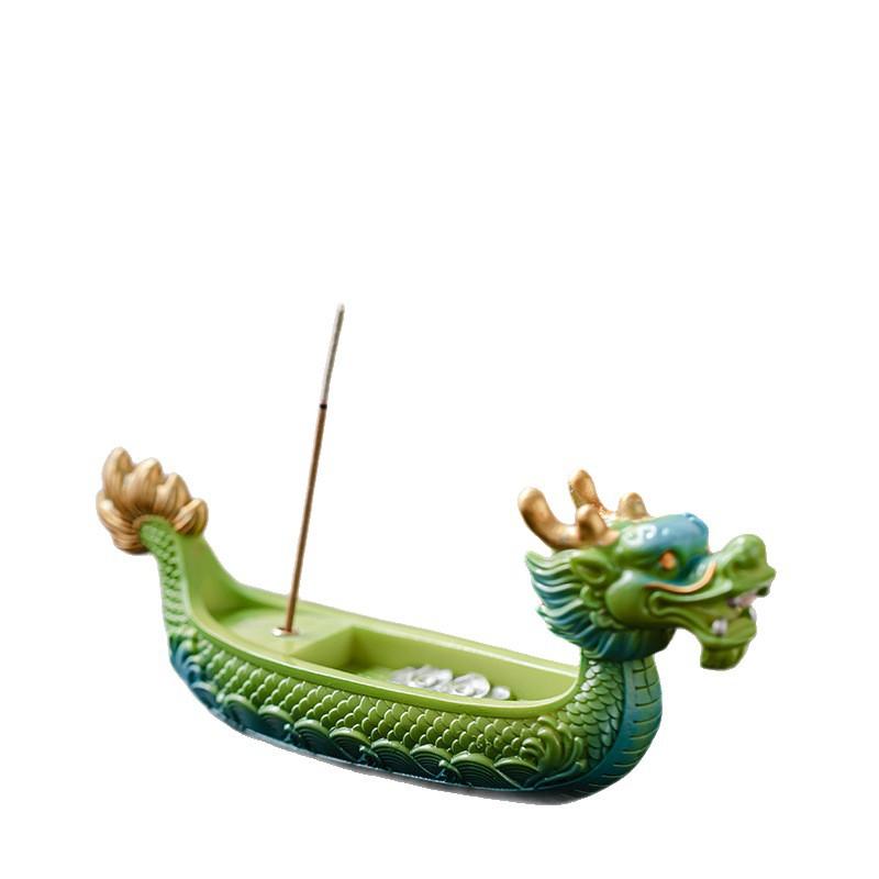 Wooden Dragon Boat Incense Burner Stand Chinese Tea Ceremony Decor Incense Stick Holder for Home OfficeMeditationGift forFriends