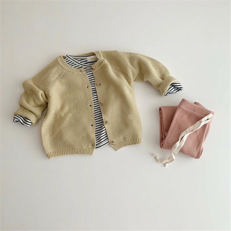 Spring & Autumn Knitted Cardigan for Kids - Boys' & Girls' Round Neck Sweater for Infants & Toddlers