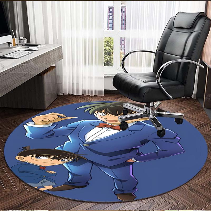 Detective Conan Print Round Rug, Washable Floor Carpet, For Entryway Dorm Laundry Room Office Study, Home Decor Birthday Christmas Gift
