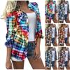 Women's Fashion Casual Long Sleeve Plaid With Pocket Button Cardigan Jacket