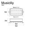Musiclily Pro Alnico 5 Открытый Регулируемый Шестигранный Полюсный Хамбакерный Звукосниматель для Грифа PU Электрогитары Черный HH-HEXA,