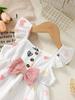 2Pcs Baby Girl Clothes Outfit Heart Print Ruffle Sleeve Top Shorts Set Bow Decor for 0-18 Months Infant Sweet Casual Clothes