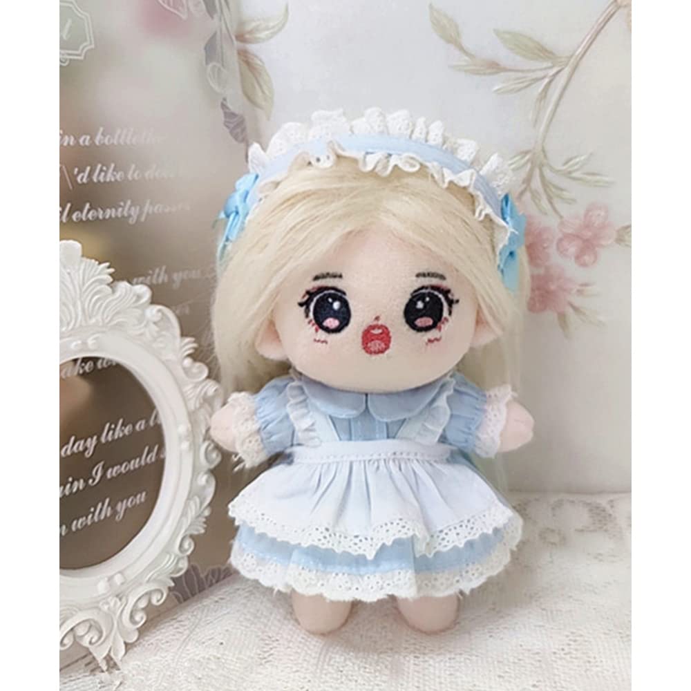 Niannyyhouse 10cm Plush Maid Dress, Cotton Doll Clothes, Dress-Up (Light Blue)