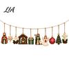 Christian Home Decor Retro Wooden Nativity Pendant for Christmas Tree Decoration, Rustic Manger Religious Gifts Family Hanging Banner with Hemp