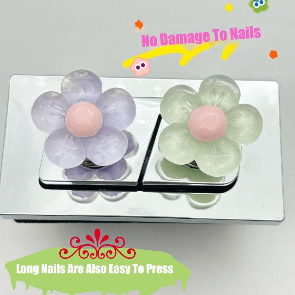 1/2PCS Labor-saving Toilet Lid Lifter Flower Shaped Bathroom Flush Switch Toilet Press Tool