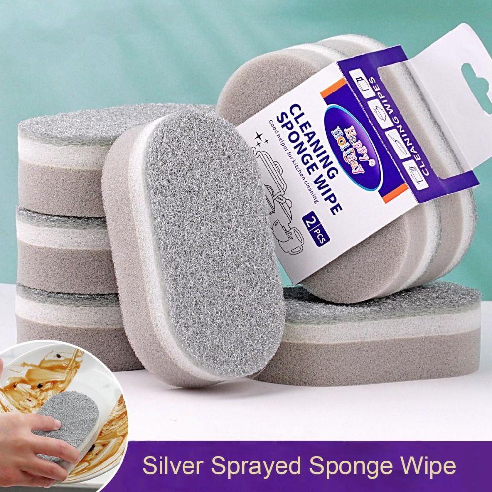 1/2/3Pcs Decontamination Dishwashing Sponge Double-Sided Scouring Pad Durable Dust Wipe
