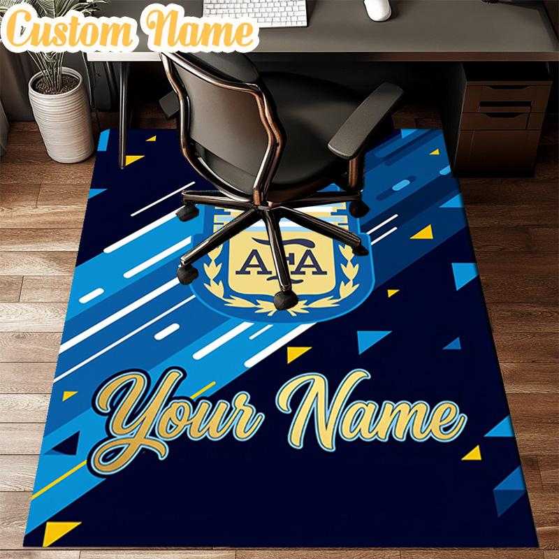 Custom Name Argentina Football Crest Rug Office Rug Chair Mat Non Slip Carpet Rugs for Bedrooms Dining Room Living Room Home Decor gifts