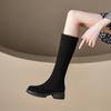 Европейские и американские новые женские высокие сапоги на толстой подошве, нескользящие, больших размеров, женские сапоги с задней молнией, резиновая подошва, осенне-зимние сапоги-рыцари