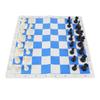 Шахматный набор Взрослые Дети Пластиковые фигуры Портативная Складная Сворачивающаяся Дорожная Настольная игра ПУ кожа Синий Белый Клетка Шахматная доска