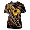Jazz 3D Print Sax Guitar Clarinet Men's T-shirt Classic Music Instruments Short Sleeve Hip Hop Pop Casual Tees Round Collar Tops