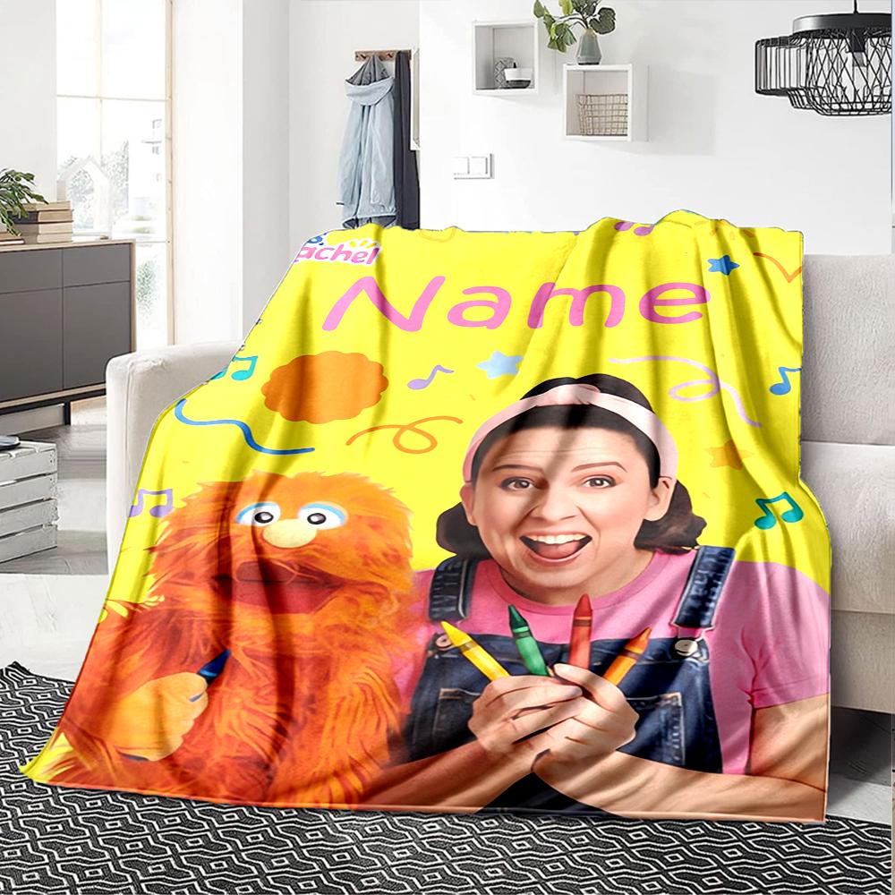 Custom Name Ms. Rachel Theme Printed Blanket - Perfect for Couch, Bed, Travel & Outdoor Use | Machine Washable, Cozy & Durable.