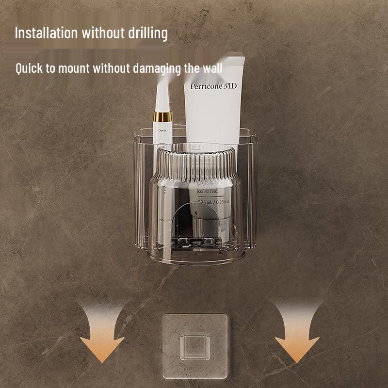 Настенный набор для ванной без сверления: Подставка для зубных щеток и стакан для полоскания рта
