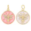 Trendy Gold Plated Bee Charms Pendant Jewelry Copper Inlaid Zircon Round Enamel Insects Necklace Pendant Accessories DIY Jewelry