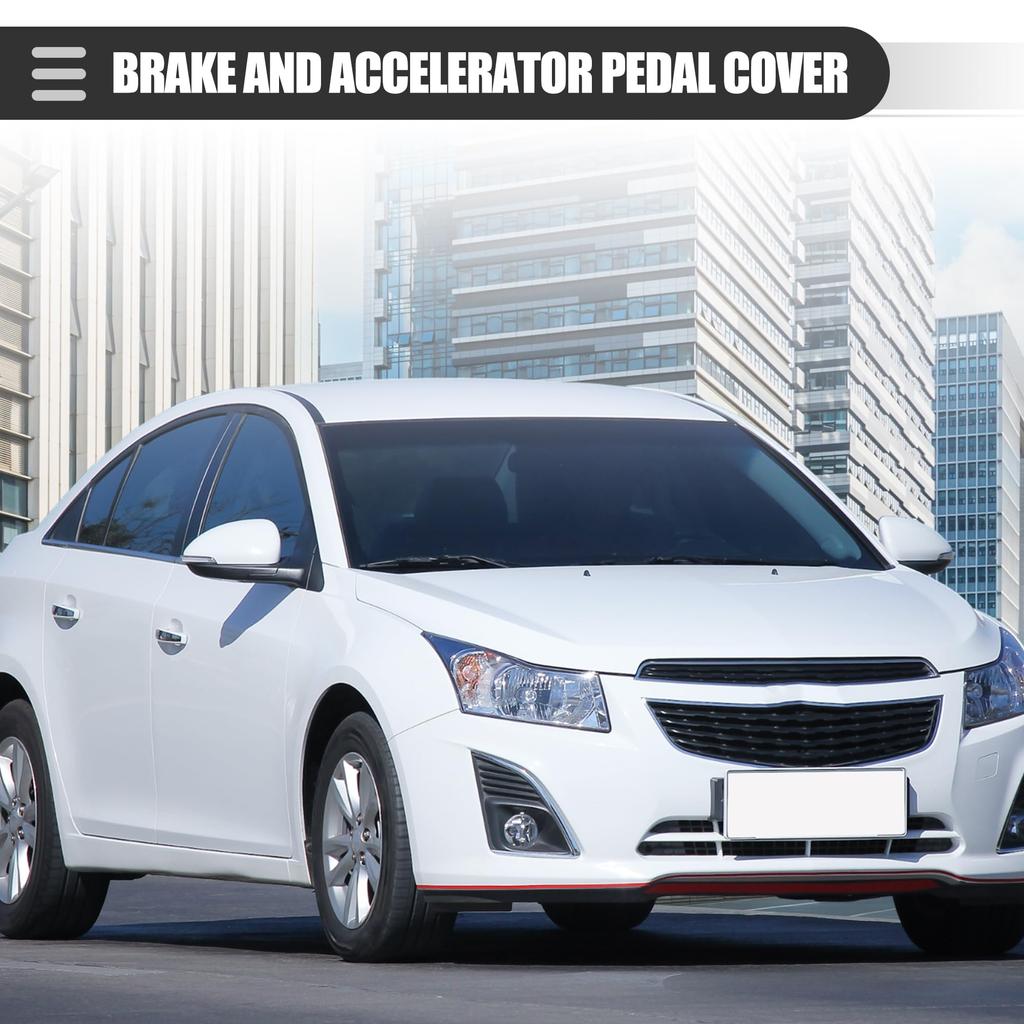 Motoforti Brake and Accelerator Pedal Covers for Chevy Cruze 2009-2020, Metal, Black and Red, 1 Set