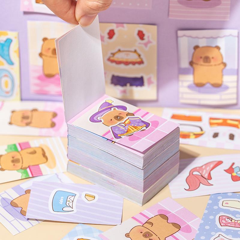 50pcs/pack Dress up Beanies Sticker Book Cute Decompression Children's Handbook Fun Interactive Portable Small Books