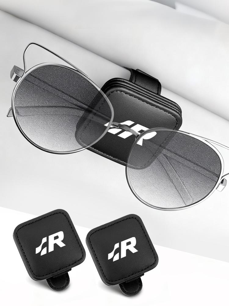BAG1 Car Black Sunshade Square Leather Sunglasses Holder For VW R Golf Scirocco Jetta Beetle Passat Polo Tiguan Sharan Touran