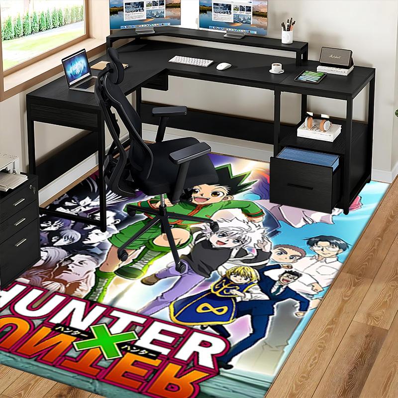 1 шт. Коврик для офисного кресла с персонажами аниме Hunter x Hunter - Противоскользящий ковер для стола, Декор в тематике аниме, Идея подарка для фанатов.U040