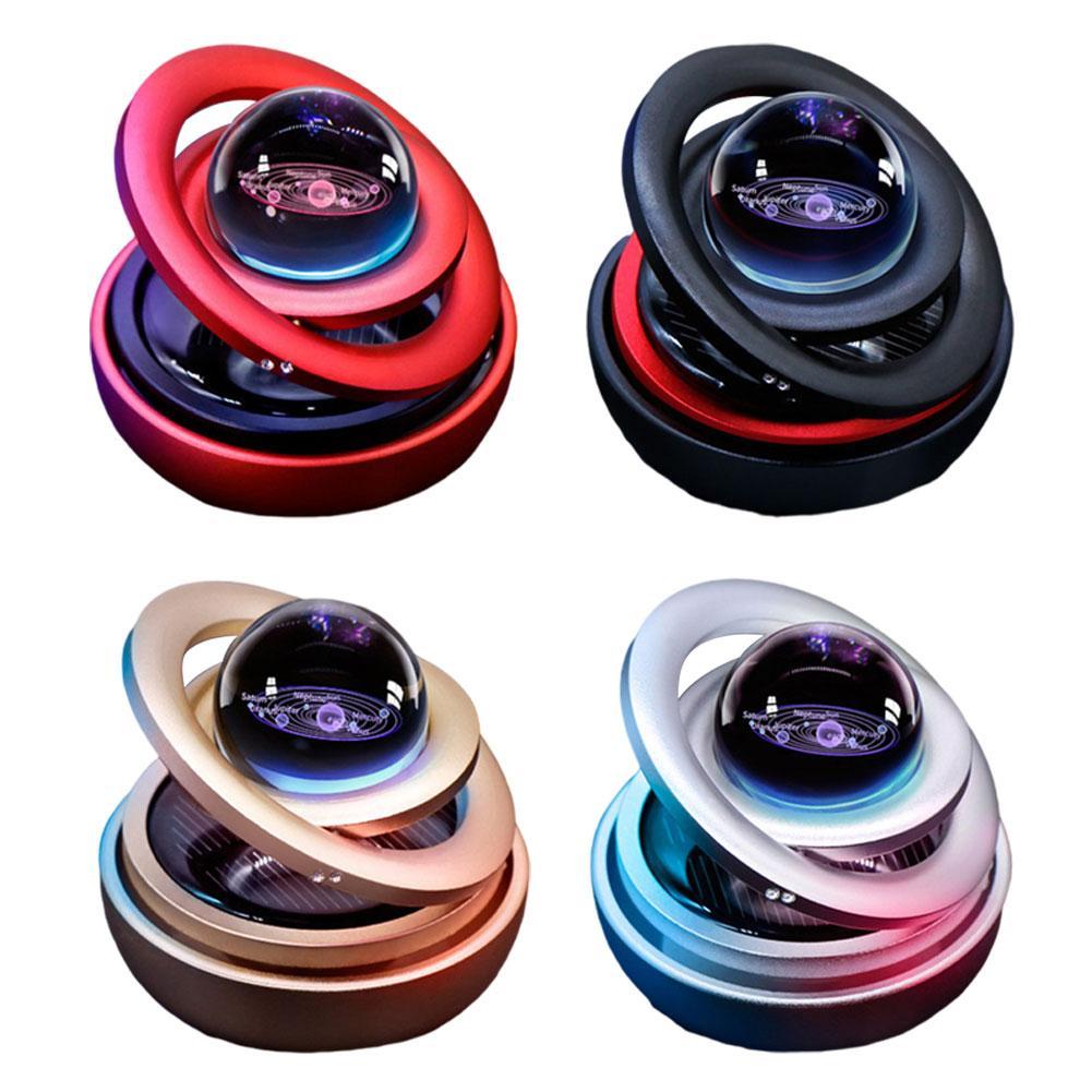 Double Ring Suspension Solar Car Perfume Solar Galaxy Rotating Ornaments Car Decoration Magnetic Levitation Car Air Freshener