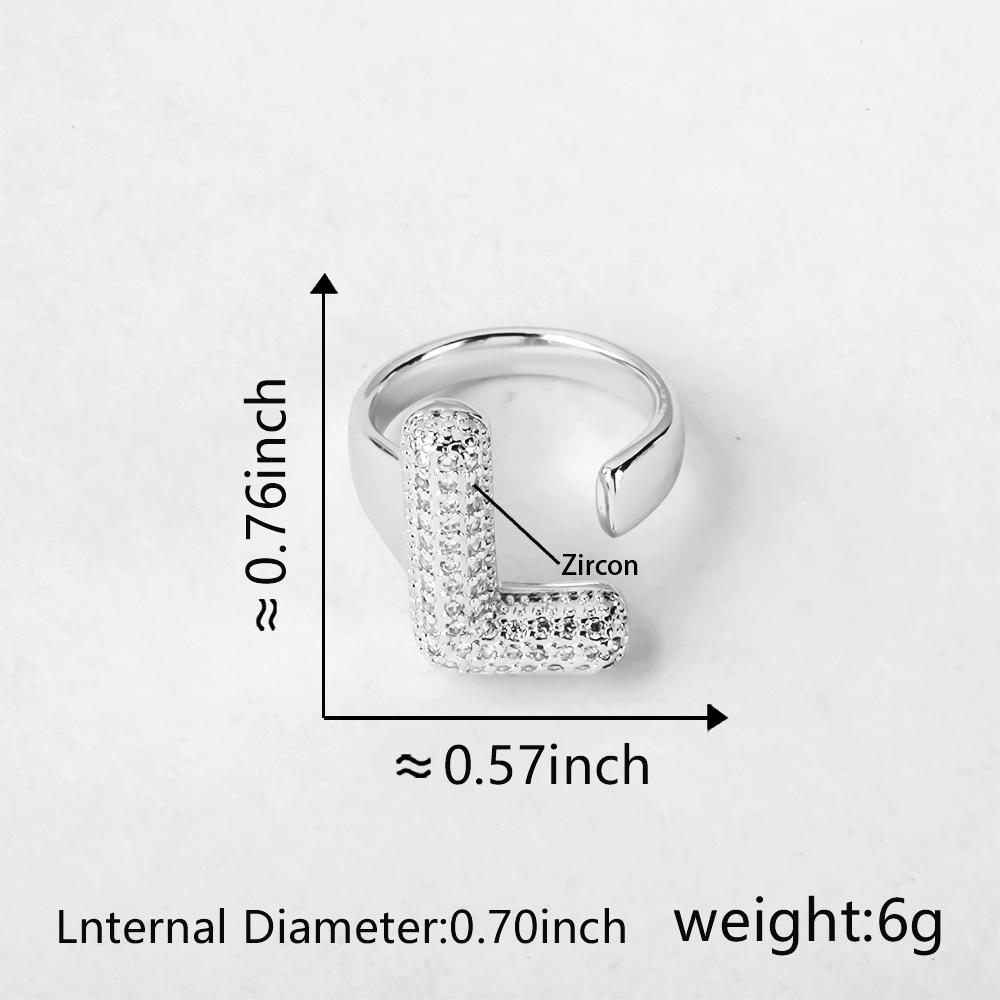 26 Letter Open-Ended Zircon Ring INS Minimalist Series Gift For Friends