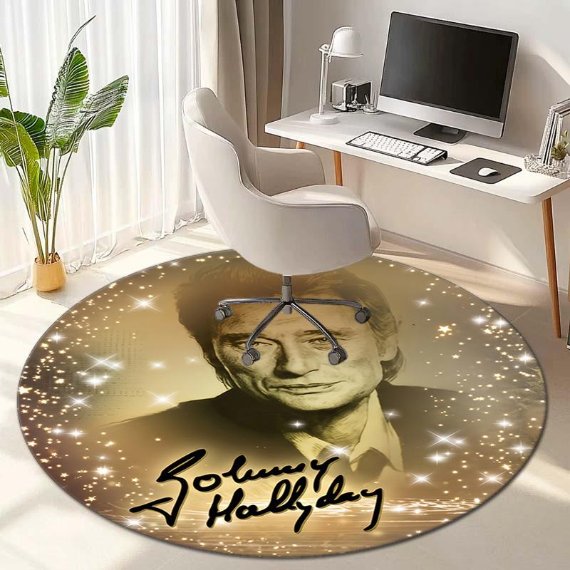 French legendary rock singer and actor Johnny Hallyday Round Carpet Soft Home Decoration Corridor Table and Chair Anti slip Outdoor Floor Mat rug H9