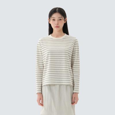 Sorona Women's Stripe Long Sleeve T-shirt Gray (S26SWFTL69)