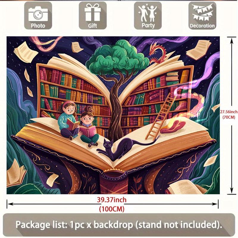 2D plane, huge book background fabric, home decoration, room decoration, party background decoration, polyester fiber