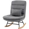 Rocking Chair Rocking Armchair With Linen Look Lumbar Pillow High Back Wide Seat Double Cushioning Light Gray
