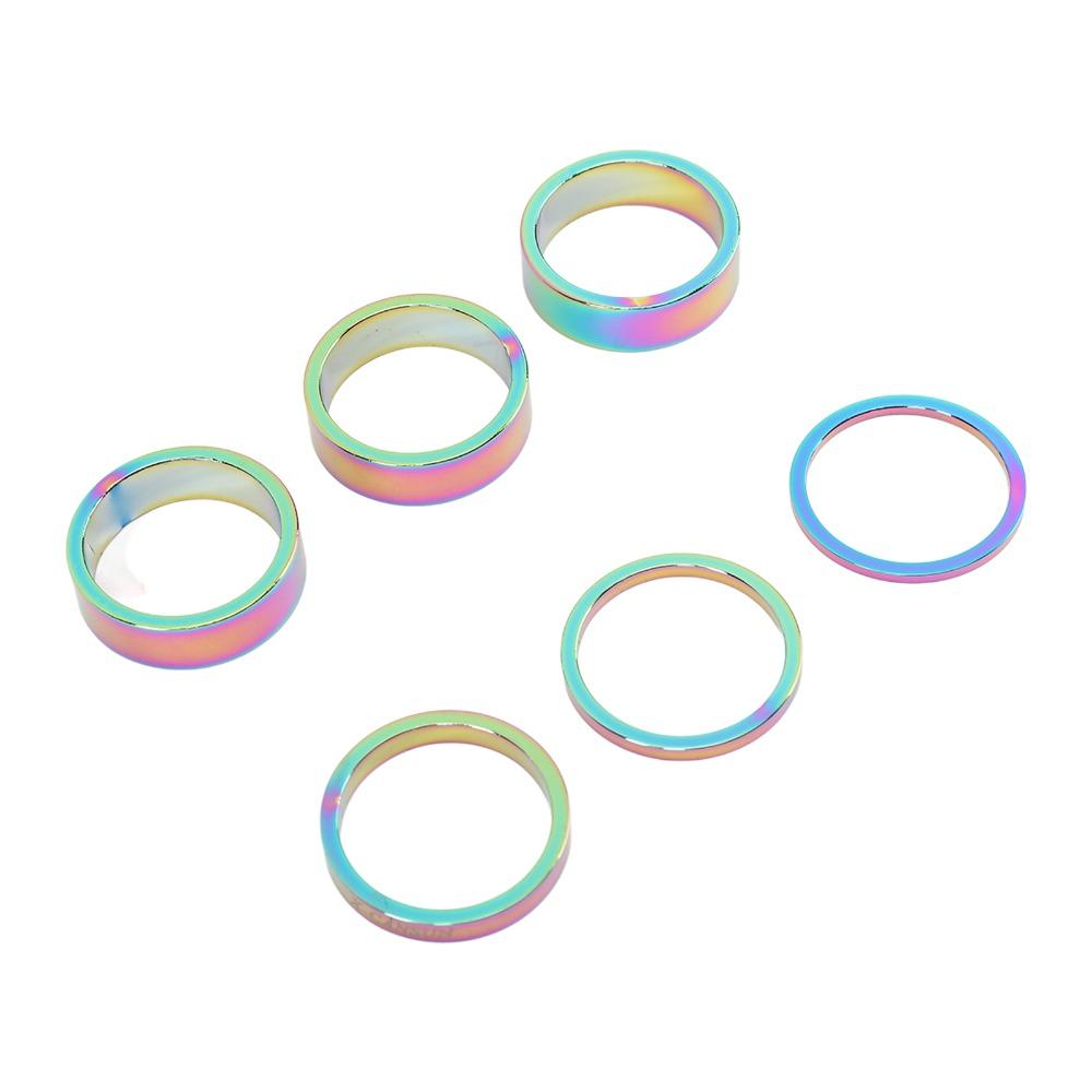 6PCS Aluminum Alloy Bicycle Headset Spacer Front Fork Stem Spacers Bicycle Accessories