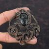 Silver Sheen Obsidian Pendant Copper Wire Wrapped Pendant Handmade Jewelry Gemstone Pendant Copper Wire Jewelry Octopus Pendant Gift For Him