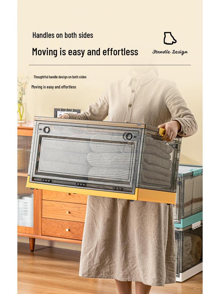 Большой уличный портативный прозрачный складной ящик для хранения одежды, игрушек, закусок, книг - пыленепроницаемый и идеально подходит для домашнего использования.