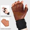 1 Pair Four-finger Ventilated Gym Wristband Cowhide Fitness Workout Gloves  Pull-ups