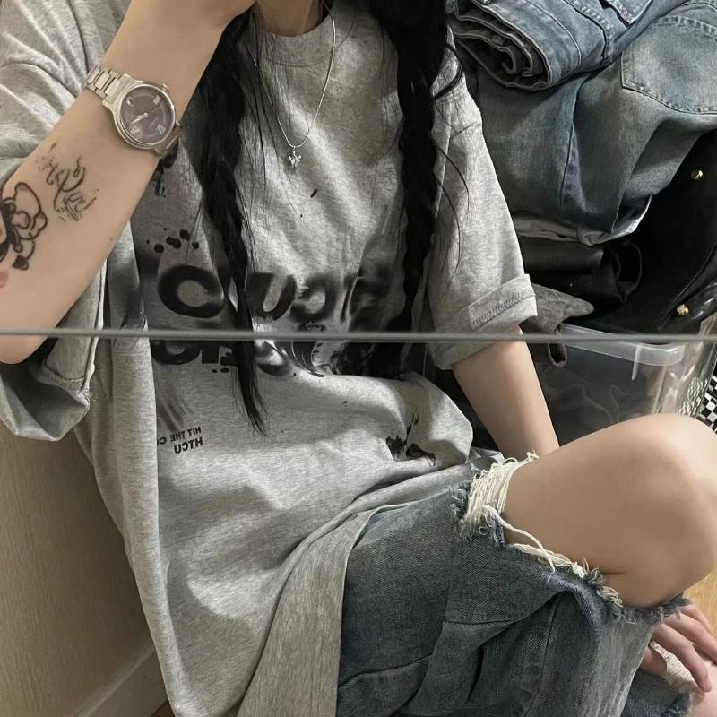 Y2k Harajuku Tshirt Women Vintage Oversize Grunge Short Sleeve Aesthetic Tees Korean Fashion Goth Streetwear Top Hippie