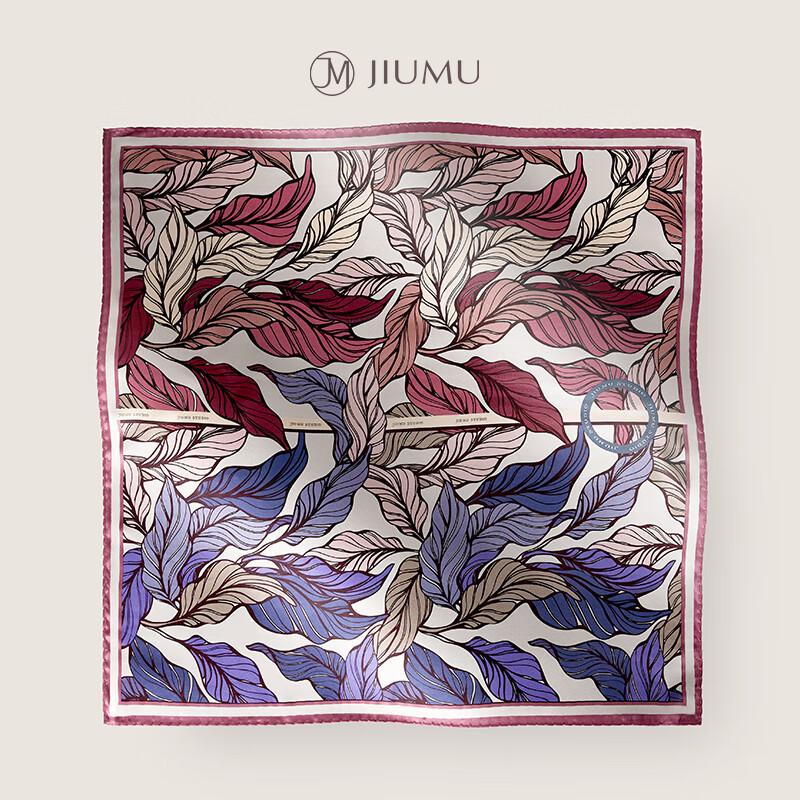 JIUMU Double-Sided Printed Mulberry Silk Square Scarf