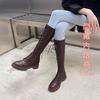 Inner Height Increase But Knee Boots Women's 2025 Autumn and Winter New Wind Lace-up Boots Women's Rear Zipper Knight Boots