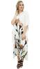 Women's White Caftan Floral Satin Kaftan Dress Designer Maxi