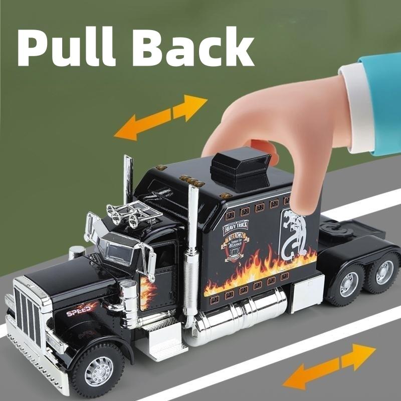Масштаб 1/24, статическая модель автомобиля из автомобильного сплава с головкой американского прицепа и башней с функцией флэш-музыки, подходит для энтузиастов игр
