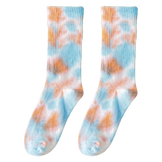1 пара носков унисекс средней длины с принтом тай-дай, без запаха, тонкие, высокоэластичные, нескользящие, впитывающие пот, не садятся, спортивные, всесезонные, баскетбольные, до щиколотки