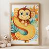 Poster Cheerful Monkey And Letter S Poster Cheerful Monkey And Letter S, 40X50 Cm, Gold Aluminum Frame, 230 Gsm Matte Paper