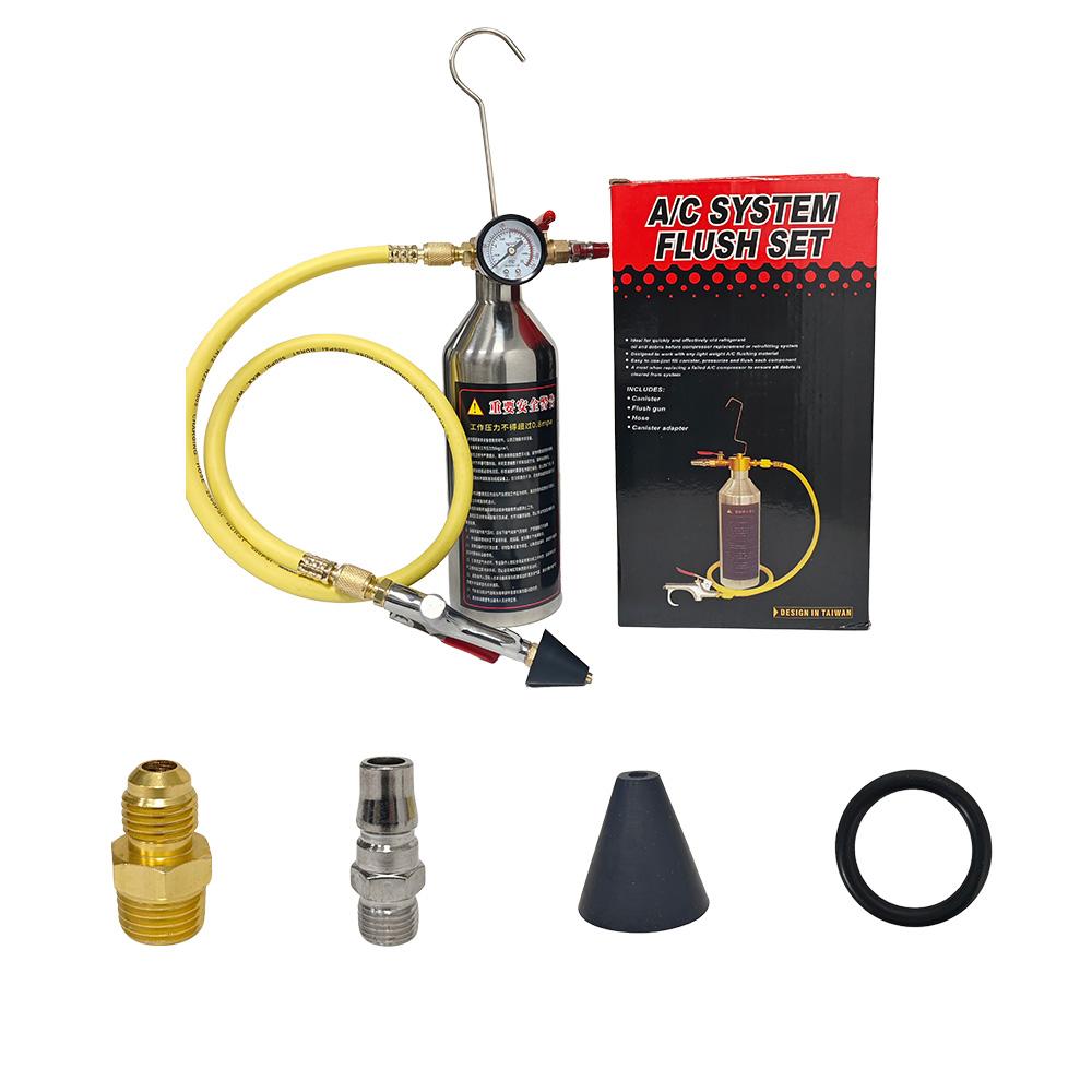 Bulk Supply Universal A/C Flush Canister Gun Kit with Complete Adapters for Garage