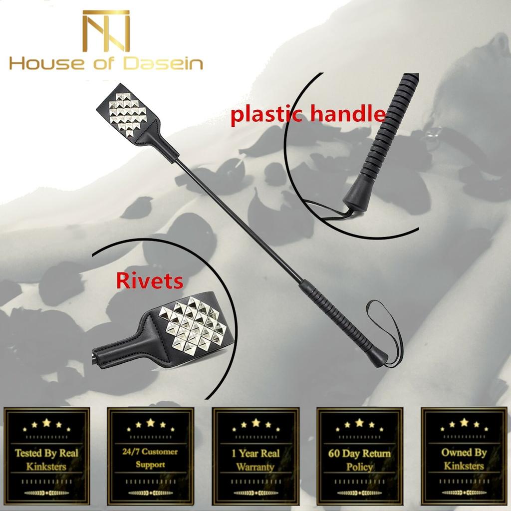 Black Rivets Crop Spanking Sex Whip Impact Play Kink Fetish Crops