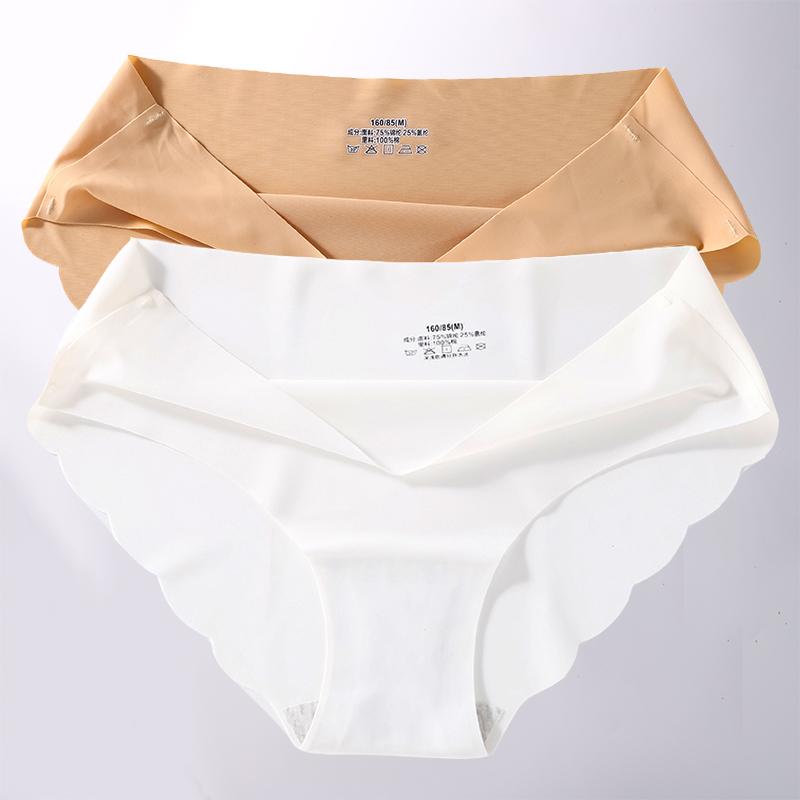 2PCS/Set M-XL Seamless Ice Silk Sexy Women Panties Pantys 7 Solid Colors Breathable Pantys Underwear For Girls Lingerie