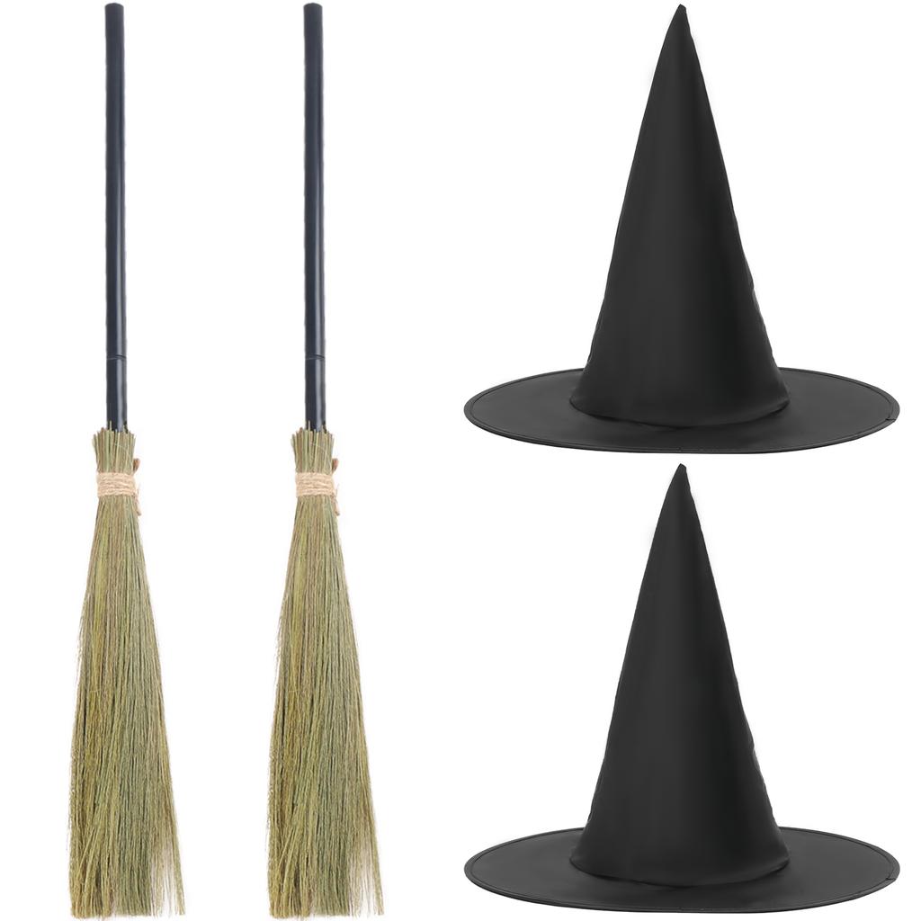Halloween Witch Broom Plastic Witch Broomstick Broom Props Witch Broom