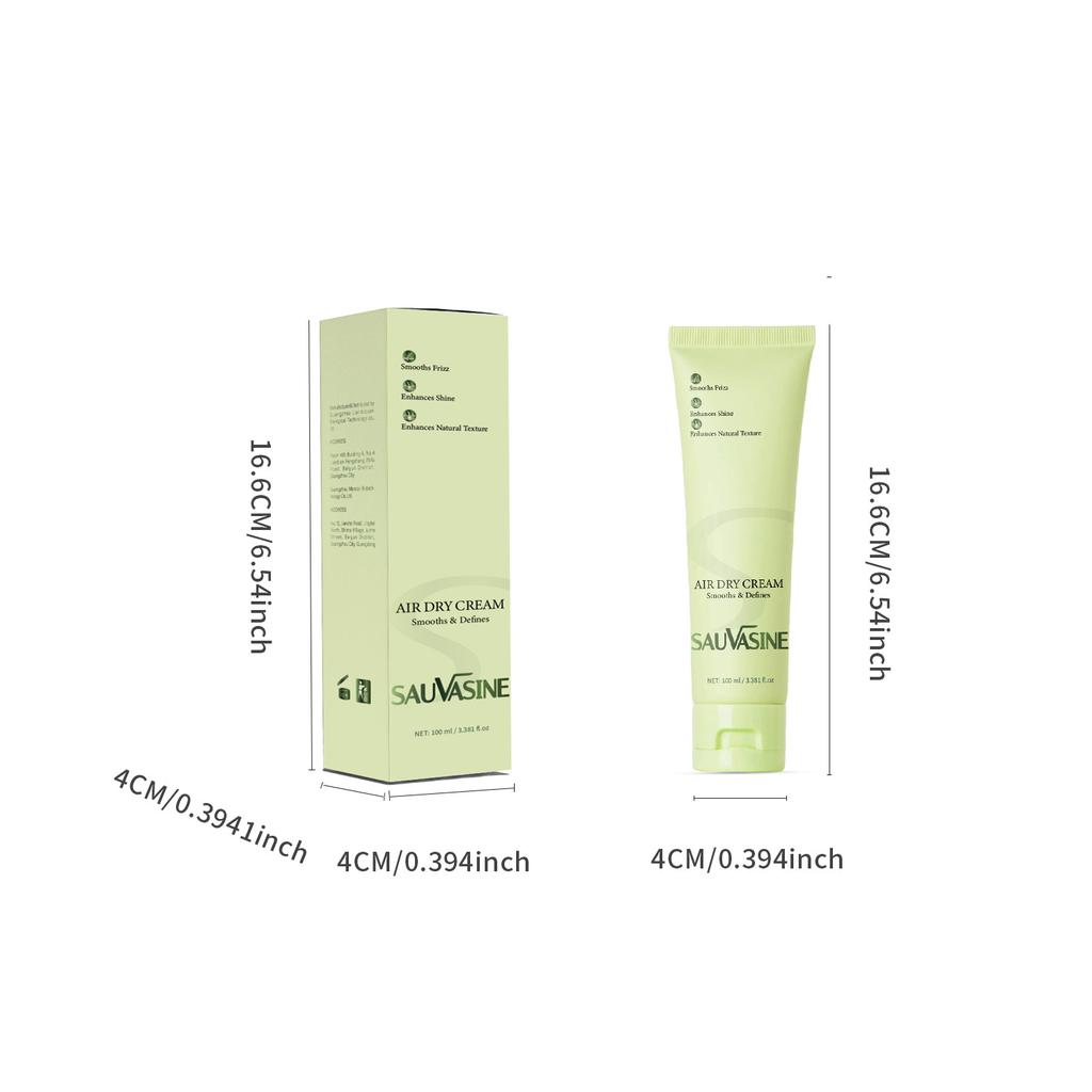 SAUVASINE Air Dry Cream Natural Hold Anti-Frizz Styling Cream Leave-In Conditioner for Curly Hair Moisturizing Volumizing
