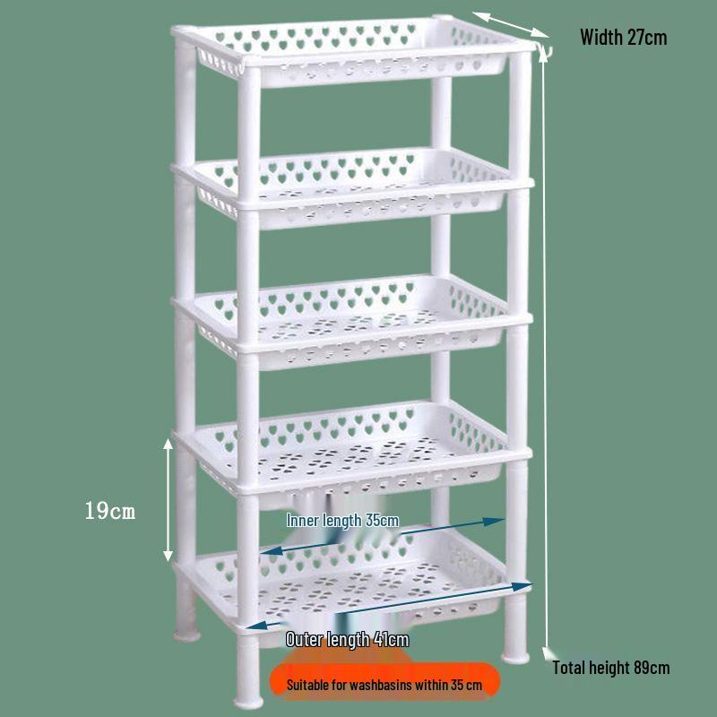 Multi-Layer Floor-Standing Kitchen Rack: Fruit, Vegetable, Pot, Basket, Bowl, Plate and Seasoning Organizer for Home & Bathroom.