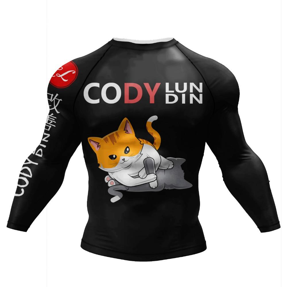 Cody Lundin Борцовский рашгард BJJ Джиу-джитсу для мужчин 3D сублимация Тату Облегающий с длинным рукавом Джерси для кикбоксинга