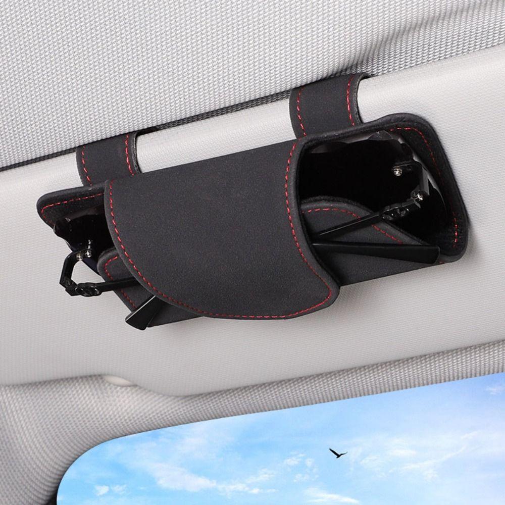 Leather Car Sunglasses Holder Case Stable Magnetic Glasses Clip Car Interior