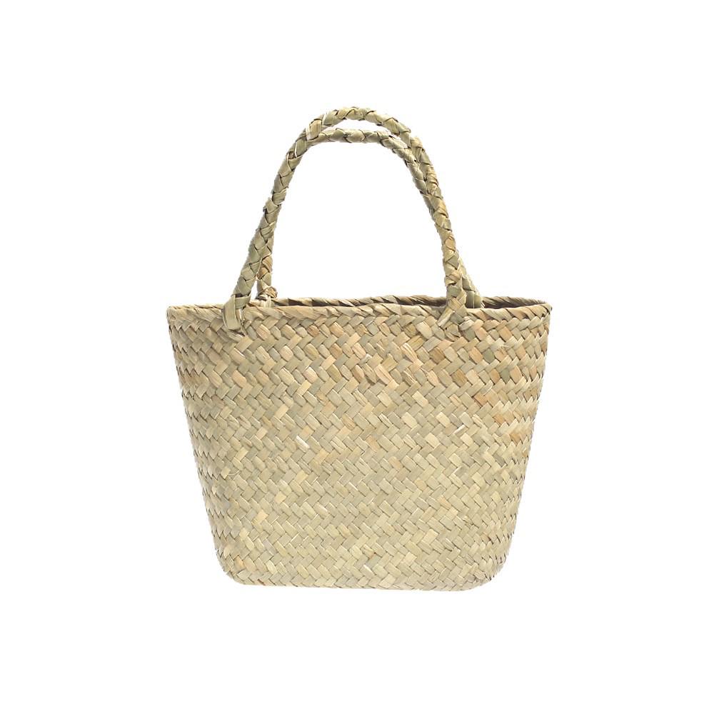 Высококлассная ретро плетеная соломенная сумка: Пляжная корзина с цветными блоками